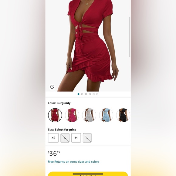 SEXY Tied Cutout Front Ruffle Trim Wrap Hem Dress *NEW* - Picture 7 of 7